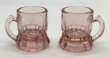 2 Vintage Miniature 2” Pink Glass Mugs picture