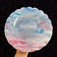 Large Multicolor Fused Art Glass Plate Dish Ruffled Edges Signed Aug 1993 VTG picture