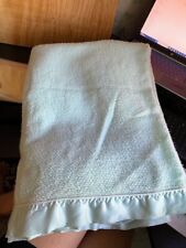 Vintage Waffle Weave Acrylic Satin Trim Blanket Blue 66in x 88in Twin picture