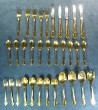 33pc Oneidacraft Deluxe Stainless Gold Tone Flatware 117-13D picture