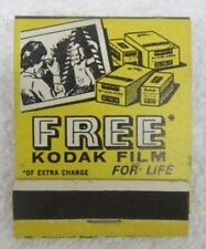New Vintage KODAK FREE FILM for LIFE Promo Full MATCHBOOK Camera Advertising NOS picture