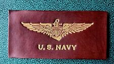 Leather U.S. Navy  Aviator Nametag 4-Inch Hook & Loop US Navy picture