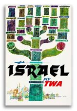 Visit Israel 1960s TWA Vintage Style Airline Travel Poster - 16x24 picture