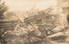 1918 Foreign RPPC Destroyed Cannon Front Line WW1 Italy Real Photo Postcard  picture