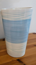 Vintage 1999 IKEA Swirl Ceramic Vase, BRAND NEW, 8.5”H Cream & Blue picture