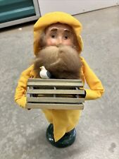 2000 Byers Choice Carolers Yellow Coat Fisherman with Lobster Trap Bird Figure  picture