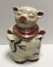 VINTAGE SHAWNEE SMILEY PIG COOKIE JAR TULIPS FLOWER 1940s USA POTTERY picture