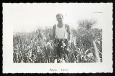 Vintage Photo MAN IN MUSCLE SHIRT STANDS IN FIELD Gay Interest picture