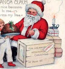 1910's-20's SANTA CLAUS HAS KNIFE CHILDREN BRING PRESENTS CHRISTMAS WHITNEY MADE picture
