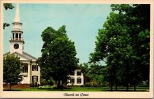 First Congregational Church Guilford CT 60's Green Station Wagon Chrome Postcard picture