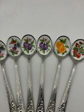 Set 6 Vintage AVON Fruit Jelly Jam Spoons Stainless Steel Enamel Japan picture