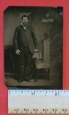 Antique Tintype Victorian Gentleman Standing  Civil War Era Photo Photograph picture