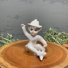 Vintage Lefton Porcelain Pixie Lusterware Taper Candle Hugger Figurine picture