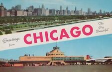 Greetings From Chicago Outstanding Skyline IL Posted Vintage Chrome Post Card picture