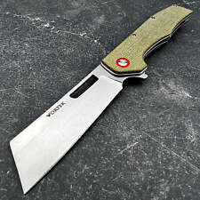 VORTEK GALLANT Brown Micarta Ball Bearing Cleaver Blade EDC Folding Pocket Knife picture