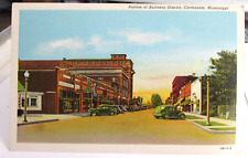 1930s CLARKSDALE MISSISSIPPI Ms., Postcard Downtown Business District Street vw. picture
