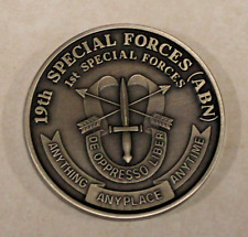 19th Special Forces Group Airborne 1980s Antique Silver Army Challenge Coin picture