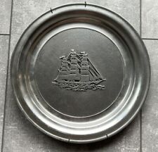 RWP Wilton Columbia PA Tall Sailing Ship Pewter Plate USA Vintage picture