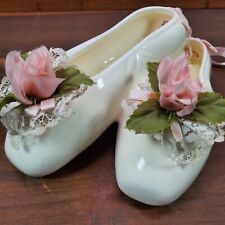 Vintage 1980s Ballet Shoes Ceramic Figurine Decor ROC Taiwan 8x5x2.5 Inch picture
