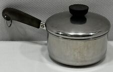 VTG REVERE WARE 1 Qt STAINLESS SAUCE PAN POT W/LID TRI-PLY DISC BOTTOM USA picture
