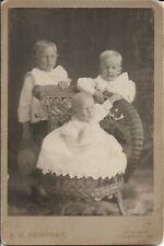 Three Children Photograph Pose Late 1800s Fashion Cabinet Card 4x6 picture