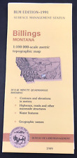 1991 Billings Montana MT BLM Edition Topo Map 30x60 Minute 1:100K Scale USGS picture