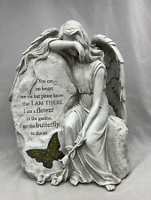 MEMORIAL ANGEL STATUE w/ Stained Glass Butterfly 14