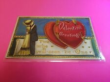 Antique Postcard Valentine Greeting Gold Emboss Germany Two Who Will Soon be One picture