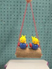 Steinbach Ornament  BLUE BIRDS of HAPPINESS SWING on a LOG  ~ Wood Germany picture