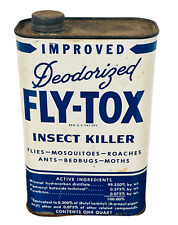 FLY TOX 1950s HOUSEHOLD INSECT KILLER ADVERTISING LARGE TIN CAN Rex Research Co picture