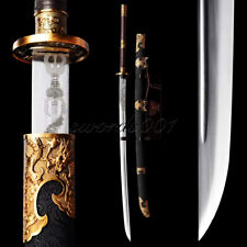52 In Miao Dao Broadsword Chinese Saber Carbon Steel Sword Dragon Engraved Blade picture
