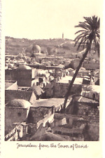 Jerusalem from the Tower of David Israel Black & white Scalloped Edge Postcard picture