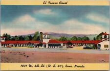 RENO, Nevada Postcard EL TAVERN COURT Motel / Highway 40 Roadside Linen c1950s picture