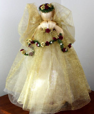 Corn Husk Large Angel w/ Sparkly Mesh and Flowers 19