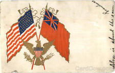 Patriotic 1906 US Flags Antique Postcard 1C stamp Vintage Post Card picture