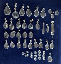 Large Lot Antique Vintage Crystal Glass Tear Drop Faceted Chandelier Prisms picture