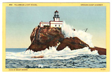 Seaside Oregon TILLAMOOK LIGHT HOUSE Coast Lighthouse OR 1950 Linen Postcard picture