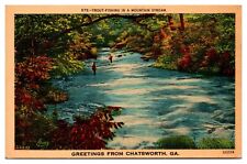 VTG Trout Fishing in a Mountain Stream, Landscape, Greetings from Chatsworth, GA picture