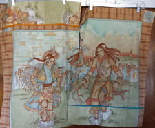 native american pair standard pillowcases handmade  vtg picture