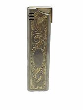Vintage Colibri Butane Cigarette Lighter Japan Gold Tone Slim Floral Ornate picture