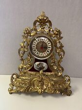 Vintage Italian Mod. Dep Gold Table Clock w/Porcelain Decoration, 17