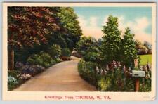 1943 GREETINGS FROM THOMAS WEST VIRGINIA*WV*VINTAGE LINEN POSTCARD*TO EDEN IDAHO picture