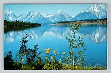 Teton Mountains Mirror Reflection Jackson Lake WY-Wyoming Vintage c1967 Postcard picture