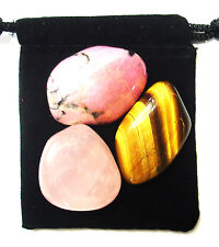 TAURUS ZODIAC / ASTROLOGICAL Tumbled Crystal Healing Set = 3 Stones+ Pouch+ Card picture