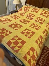 Vintage Calico Quilt  Early Fabric & Quilting 71x64Early 1900S Easton Pa picture
