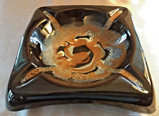Vintage MCM 1960s Brown Orange Drip Glaze Ceramic Ashtray Plymouth Products NS-6 picture