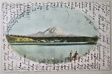 Vintage 1905 Color Postcard Mount Rainier Mountain Fishing Tacoma Washington picture