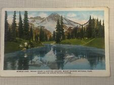 Washington~Mt Rainier MirrorLake ~Vintage Linen PC -- used picture