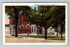 Rutland VT-Vermont, Community House, Antique, Vintage c1927 Souvenir Postcard picture