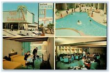 c1950s Dallas Continental Inn And Restaurant Pool Texas TX, Multiview Postcard picture